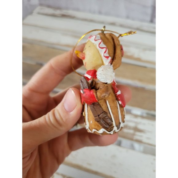 Snowman skier gingerbread ornament vintage Xmas holiday tree - Picture 2 of 7